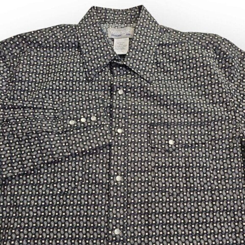 Wrangler Wrancher Paisley Print Pearl Snap Long Sleeve Western Rodeo Shirt‎